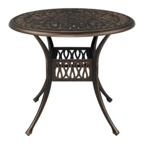 Backyard Patio Round Dining Bistro Table With Umbrella Hole (Color: As pic show, size: 35 Inch)