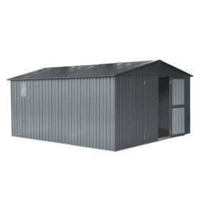 Backyard Storage Shed 11' x 12.5' With Steel Frame & Windows (Color: as Pic)