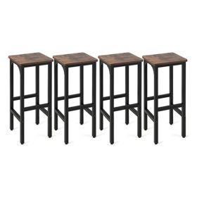 Kitchen & Dining Bar Stools with Metal Legs and Footrest (Type: 4 pcs, Color: Brown)