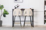 Set of 2 Velvet Upholstered Bar Stools With Gold Tipped Black Metal Legs