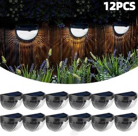 6-Pack Solar Fence Lights: Waterproof Outdoor Deck & Step Lighting (Black) (Option: White Lights-12PCS)