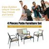 4 Pieces Patio Furniture Set with Glass Top Coffee Table