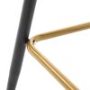 Set of 2 Velvet Upholstered Bar Stools With Gold Tipped Black Metal Legs