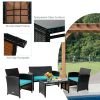 4 Pieces Patio Rattan Cushioned Furniture Set