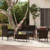 4 Piece Patio Rattan Conversation Set with Cozy Seat Cushions