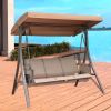 3 Person Patio Swing Chair with Storage Pocket Bag Weather Resistant Canopy Heavy Duty Steel Frame Hanging Glider Seating for Outdoor,Balcony,Garden,