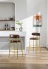 2-Pack Industrial Bar Stools - Modern Bar Height Chairs With Back & Footrest