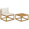 2 Piece Acacia Wood Garden Sofa Set With Cushions