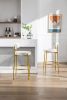 2-Pack Industrial Bar Stools - Modern Bar Height Chairs With Back & Footrest