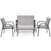 4 Pieces Patio Furniture Set with Glass Top Coffee Table