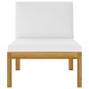 9 Piece Patio Lounge Set with Cushions Cream Solid Acacia Wood