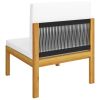 9 Piece Patio Lounge Set with Cushions Cream Solid Acacia Wood
