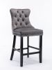 Contemporary Velvet Barstools - A&A Furniture (Tufted, Wood Legs, Chrome)