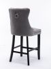 Contemporary Velvet Barstools - A&A Furniture (Tufted, Wood Legs, Chrome)