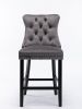 Contemporary Velvet Barstools - A&A Furniture (Tufted, Wood Legs, Chrome)