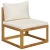 2 Piece Acacia Wood Garden Sofa Set With Cushions