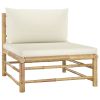 3 Piece Garden Bamboo Lounge Set With Cream Cushions