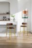 2-Pack Industrial Bar Stools - Modern Bar Height Chairs With Back & Footrest