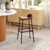 Set Of 2 Industrial 29-Inch Bar Stools - Low Back & Footrest Design