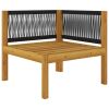 7 Piece Patio Lounge Set with Cushions Cream Solid Acacia Wood