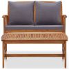 2 Piece Garden Lounge Set with Cushions Solid Acacia Wood
