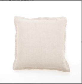 Natural Linen Accent Pillow: Brown Printed Design With Tassel Fringe (Option: Natural)