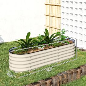 Galvanized Raised Garden Bed Kit, Metal Planter Box With Safety Edging, Cream (Option: Cream)