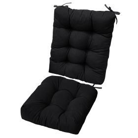 2-Pc Waterproof Rocking Chair Cushion Set - Non-Slip, Oxford Cloth (Color: Black)