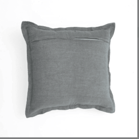 Natural Linen Accent Pillow: Brown Printed Design With Tassel Fringe (Option: Granite)