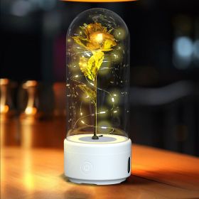 2-in-1 Rose LED Light & Bluetooth Speaker (Option: White Base Gold Flower)
