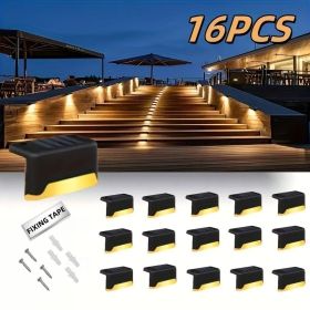 32/16 PCS Solar Deck Lights Outdoor, Solar Step Lights Waterproof Led Solar Lights For Outdoor Stairs, Step , Fence, Yard, Patio, And Pathway Family's (Option: Warmlight16PCS)