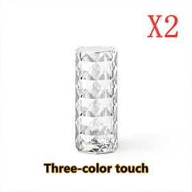 Diamond Crystal Touch Lamp - Rose Projector Night Light (Option: White-3colors 2pcs-USB)